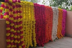 Artificial Marigold Event Wedding Flower Garlands Diwali Decoration 50 String