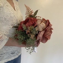 Bridal Wedding Bouquet Lovely Budget Handmade Faux Florals Dusty Rose Green