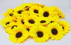 Levana 50 Pc Fake Sunflower Heads 4 in Silk Sunflowers Double Petals Artificial