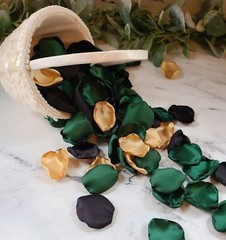 Emerald Green Rose Petals Gold Black Flower Girl Petals Fall Wedding Decor We Do