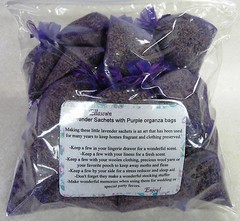 Set of 30 Lavender Sachets made with Purple Organza Bags