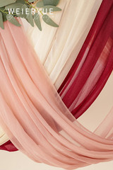 Deluxe Wine Red Wedding Arch Flowers & Drapes Kit – 5 Pcs Floral Decor