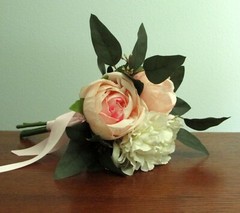 Silk Flower WEDDING BOUQUET Pink Roses, White Peony, Eucalyptus