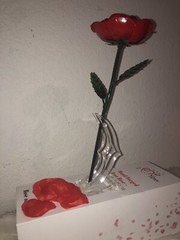 NEW Rose of Love Hand Forged Iron Red Rose Anniversary Wedding Valentines Day