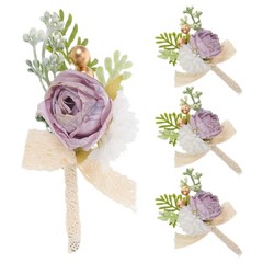 4 Pcs Artificial Corsage Bridesmaids Accessories Flower Boutonniere