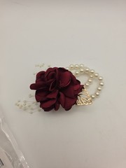 2Pcs Burgundy Rose Corsage and Boutonniere Set, Artificial Wrist Corsage Wristle