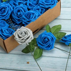 25/50 Artificial Flower Rose Floral Bridal Wedding Bouquet Home Party Decoration