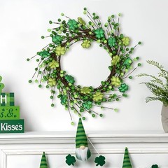 St. Patrick’s Day Garland Decorations – 5.5Ft Shamrock Rag Garland with NU24018