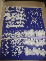48 Piece Set, Vintage Corsage Bouquet Flowers, Millinery Orchids & Pearl Sprays