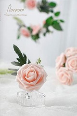Artificial Flowers 25pcs Real Looking Blush Foam Fake Roses with Stems for