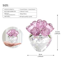 Crystal Flower Figurines- Glass Rose Home Decor – Flower Bouquet for Pink