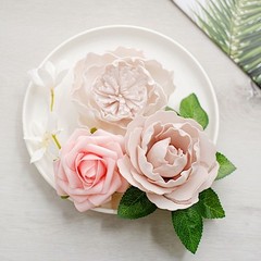 Pink Coral Foam Roses Peonies Assorted Silk Florals Artificial Flowers Box Party