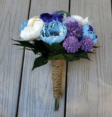 Lavender Blue Bridal Bouquet Purple Sola Wood Bridesmaid Custom Wedding Flowers