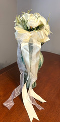 BRIDAL/WEDDING BOUQUET WHITE CALLA LILIES/ROSES/ETC-CASCADING/RIBBONS