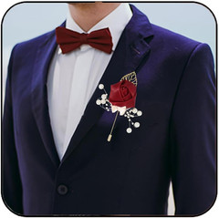 Wedding Rose Boutonniere Groom Flower Pin for Men’s Suit Party Prom