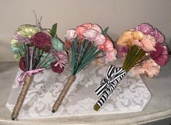 Sola brand faux floral bouquets wood carved roses & more 3 bouquets total