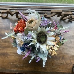 Beautiful Bridal Wedding Bouquet Budget Handmade Faux Floral Blue Orange Purple
