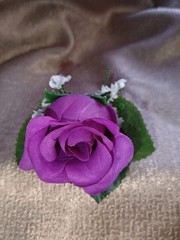 NEW 4″ Long Artificial Purple Single Rose Boutonniere With Rhinestone Wrap