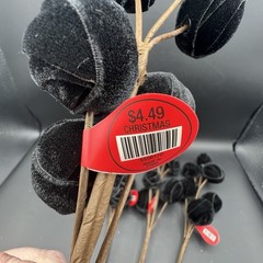 Black Velvet Ball Pick Artificial Floral Stem Deco Floral NEW ~ Set of 5 Stems