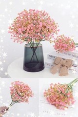 Pink Babys Breath Artificial Flowers 12Pcs Real Touch Faux Gypsophila Wedding