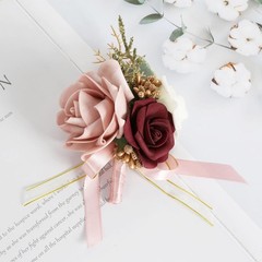 Chic Blush Pink Corsage and Boutonniere for Bride and Groom – Elegant Foam Roses