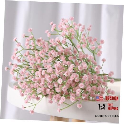 Pink Babys Breath Artificial Flowers 12Pcs Real Touch Faux Gypsophila Wedding