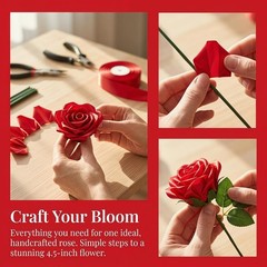 Complete DIY Floral Kit: 105 Premade Satin Ribbon Petals for Elegant Bouquets