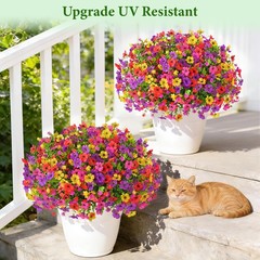 14 Bundle UV Resistant Artificial Outdoor Flowers Realistic Faux Planter Porch