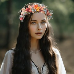 Vivivalue Women Floral Crown Boho Flower Headband 1 Count (Pack of 1),