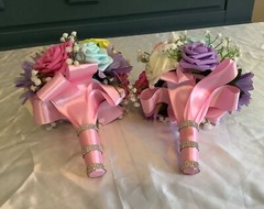 Set of 2 multi color rose and baby’s breath wedding bouquets