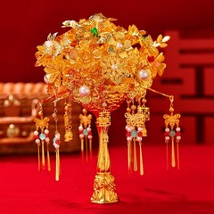 Gold Plated Bridal Hand Bouquet Chinese Wedding Flower Holder Accessory