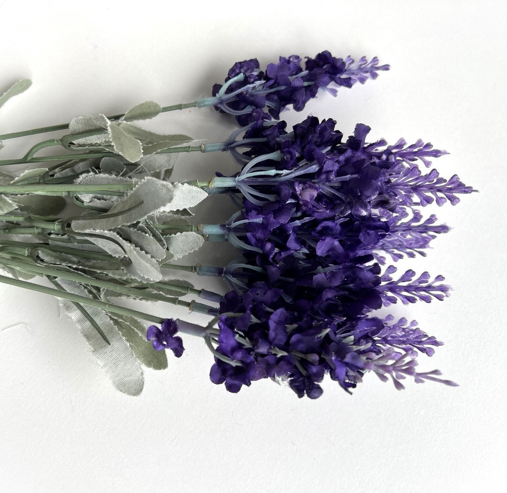 Deep Purple Lavender Bush Lavenders Faux Silk Flowers 10 Heads Filler Bunch x 1