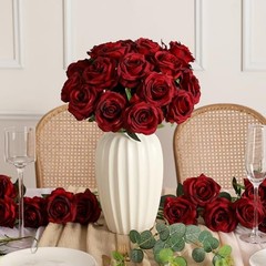 60 Pcs Burgundy Roses Artificial Flowers Bulk, Maroon Flowers Burgundy-60