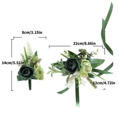 Bridal Flower Set Wrist Corsage and Boutonniere Set for Themed Special Occasion