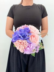 Pink Lavender Blue Bridal Bouquet, Pastel Wedding Flowers, Bouquet, Silk Flower