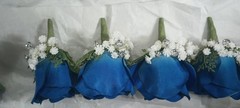10″ Wide Bridal Bush Bouquet & 14 Corsages – 3 Double Rose Wrist 11 Chest – NEW