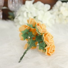 48 GOLD Mini Roses 4″ Foam ARTIFICIAL FLOWERS Stems Party Wedding DIY Supplies