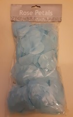 SEALED 200 PC BAG OF LIGHT BLUE FABRIC ROSE PETALS