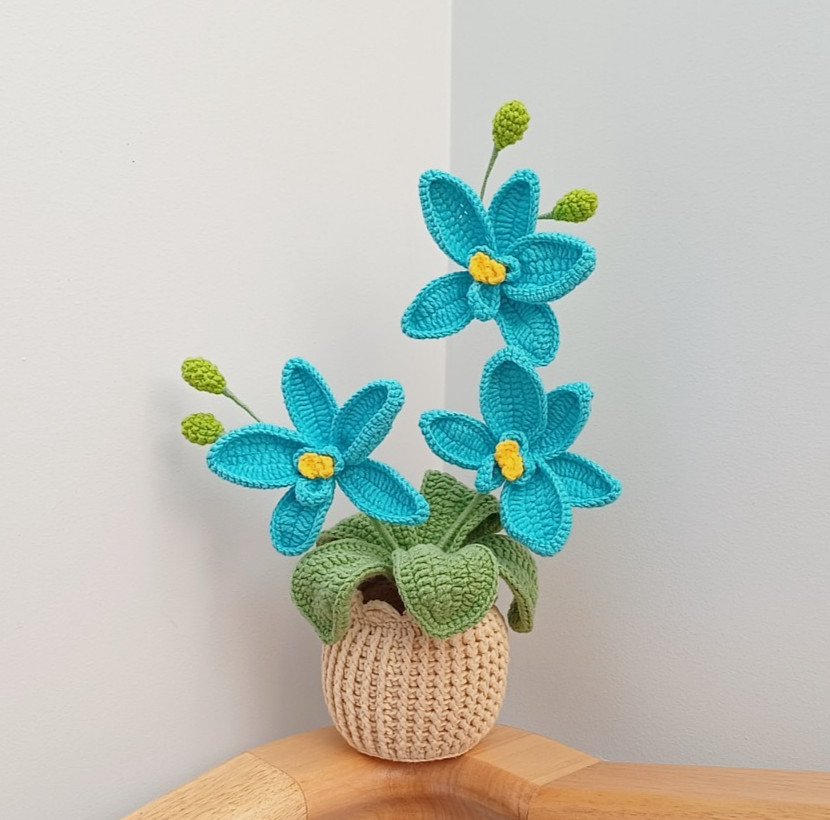 Handmade Potted Crochet Orchid – 30 cm Tall | Mothers Day Gift | Forever Orchid