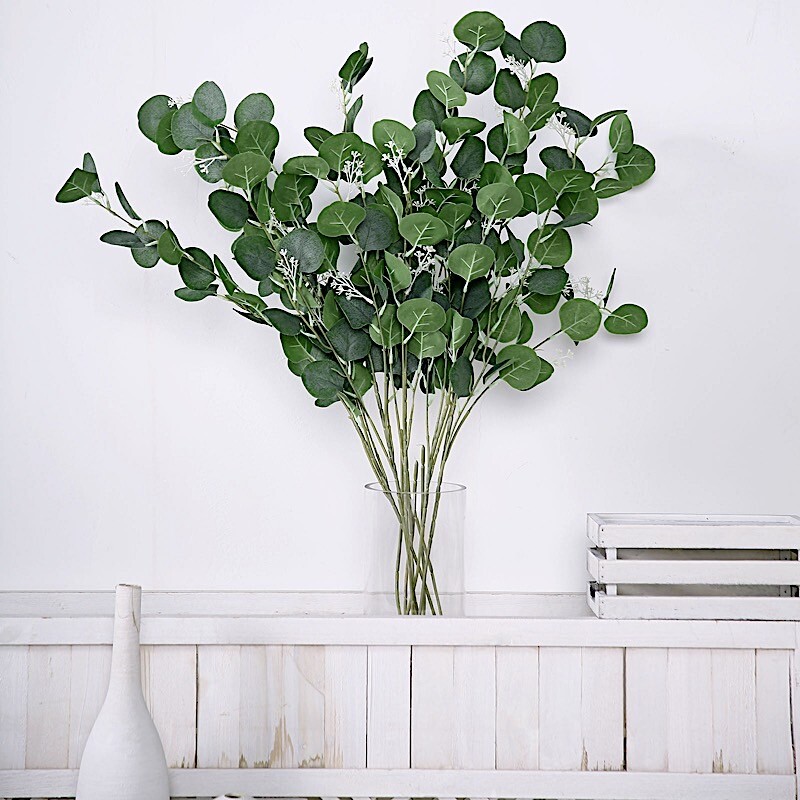 2 Green 40-Inch ARTIFICIAL EUCALYPTUS LEAVES Sprays Stems Wedding Party Supplies