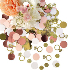 200 Pcs Rose Gold Glitter Wedding Table Confetti, Greenery Eucalyptus, Bridal Sh
