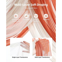 (5-Pack) Artificial Wedding Arch Arbor Flowers Kit with 33 Ft. Draping Fabric, L