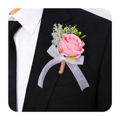 Wedding Rose Boutonniere Pink Groom Flower Men’s Boutineer Prom Buttonholes Part