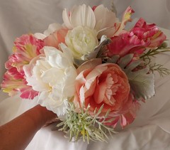 Custom Beautiful Hand Made White, pink, Bridal Wedding Bouquet
