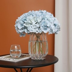 Hydrangea Artificial Flowers -12 pcs Realistic Fake Hydrangeas Silk Light Blue