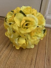 4 Counts Of 6″ Yellow Flower Kissing Ball Wedding Rose Party Pomander.