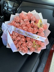 50 Fresh Pink Rose Bouquet Customizable Next Business Shipping From Ca US