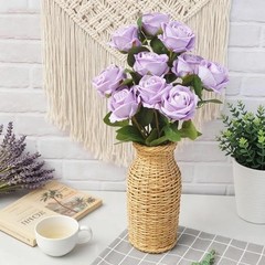 Realistic Fake Roses Artificial Flowers with Stem for Decoration 10 Lavender