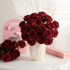 60 Pcs Burgundy Roses Artificial Flowers Bulk, Maroon Flowers Burgundy-60