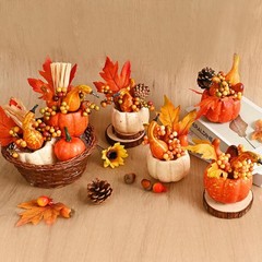 Fall Decor, Centerpieces for Tables, 6Pcs Fake Orange and Beige 1